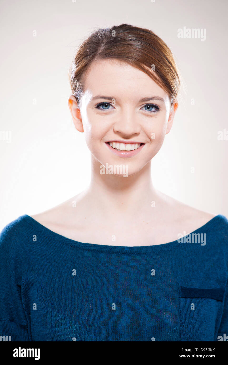 Head and Shoulders Portrait of Teenage Girl in Studio Stock Photo - Alamy
