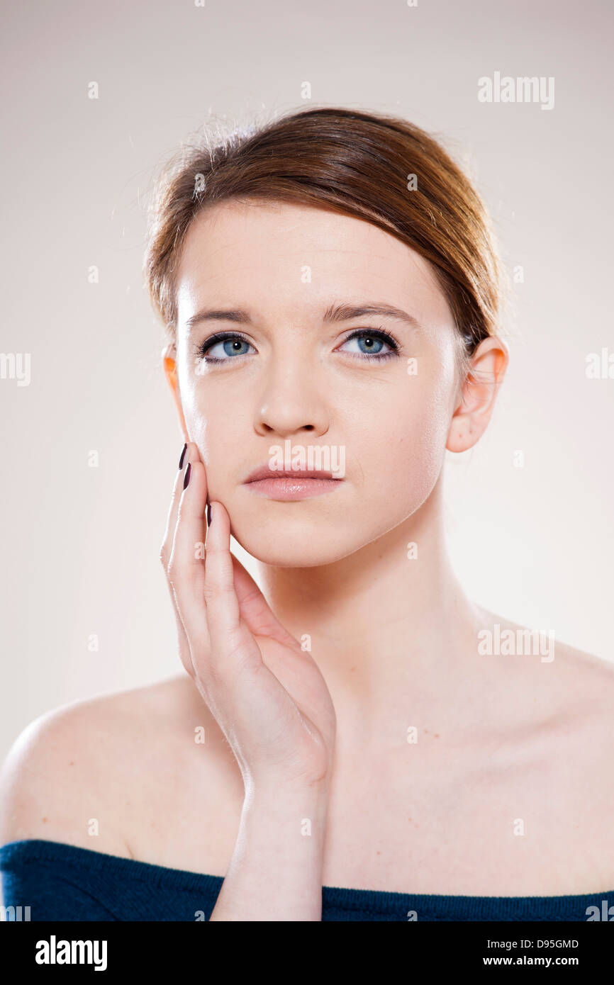 Head and Shoulders Portrait of Teenage Girl in Studio Stock Photo Alamy