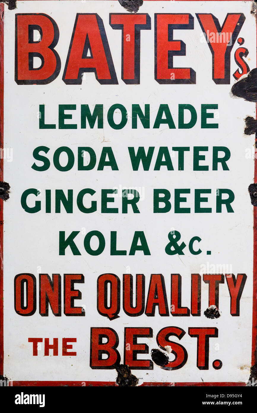 Early C20 Batey's Lemonade sheet metal enamel advertising sign. Stock Photo
