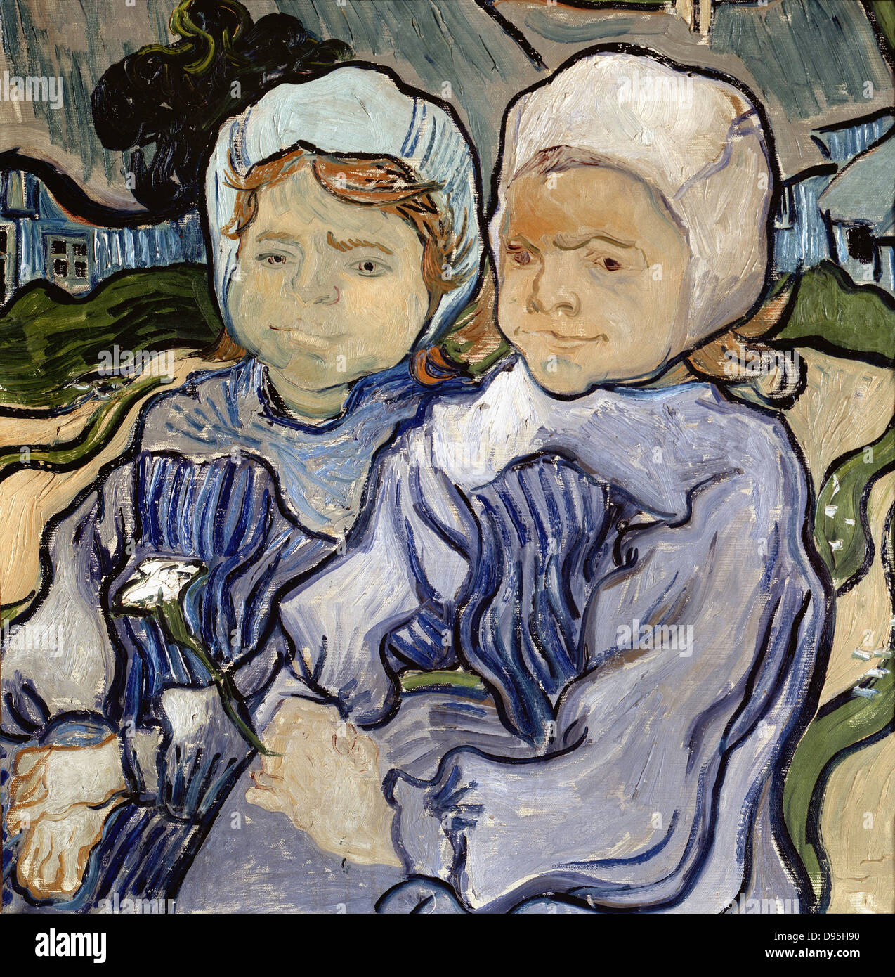 Vincent van Gogh Deux fillettes - Two Little Girls 1890 XIX th century Dutch school Oil on canvas Paris - Orsay Museum Stock Photo