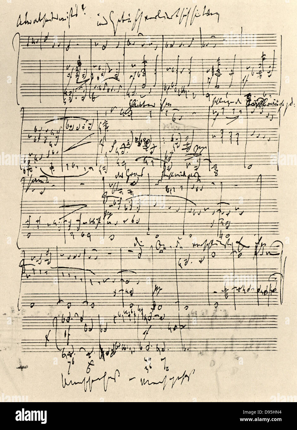 Johannes Brahms (1833-1897) German composer. Autograph of the score of the 'Alto Rhapsody'. Stock Photo