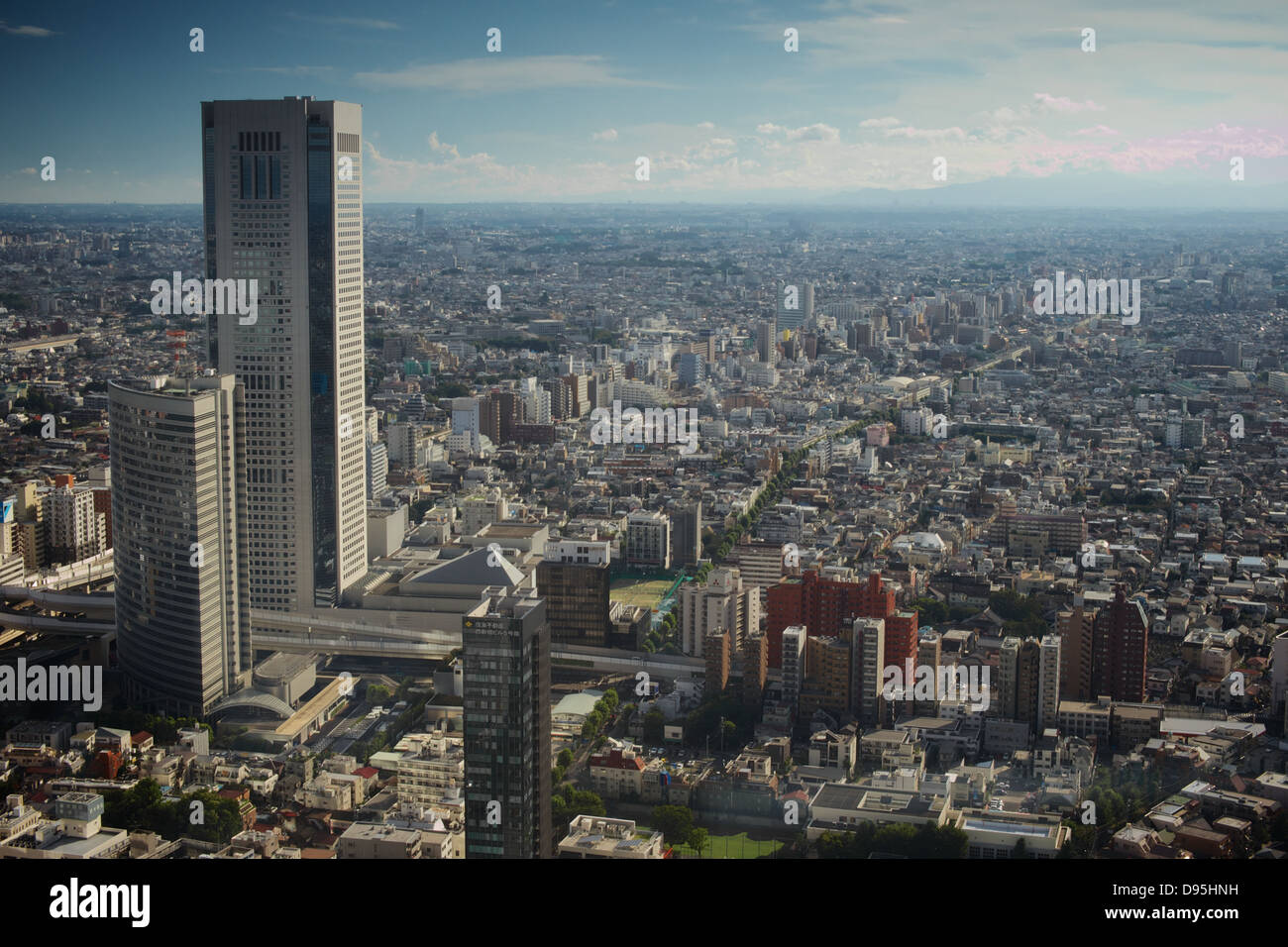 Tokyo skyline as seen from the observatory at the Tokyo Metropolitan Government Building Stock Photo