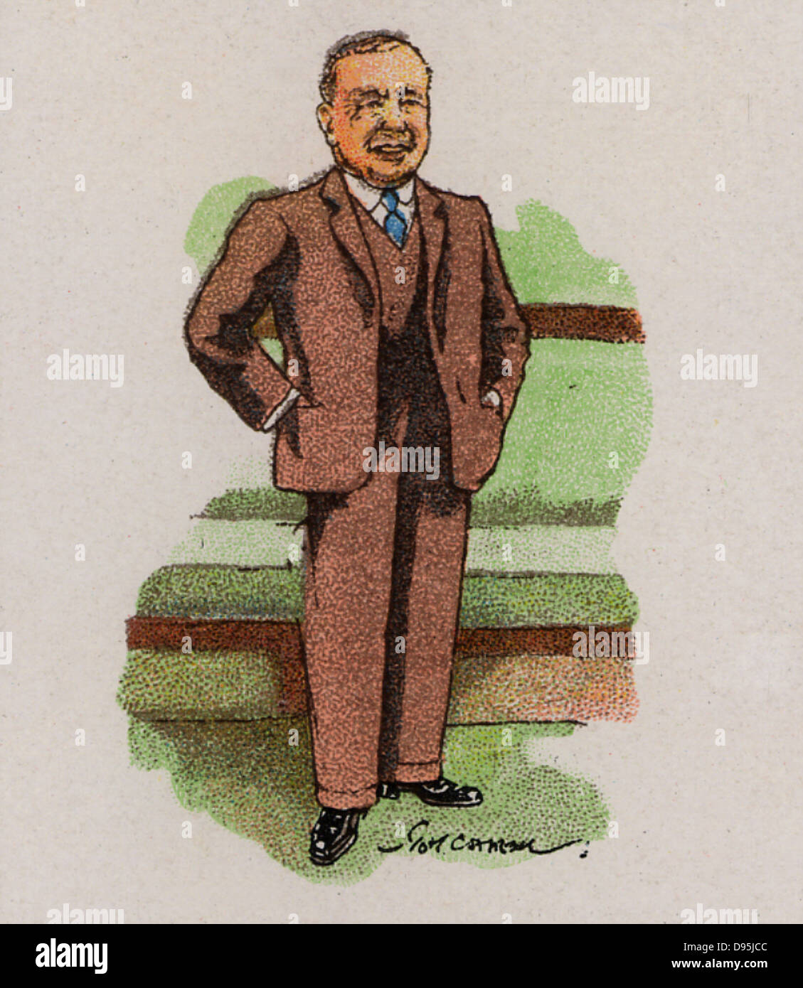 Arthur Henderson (1863-1935) Labour (socialist) politician and trade union leader born in Glasgow, Scotland.   Home Secretary. Foreign Secretary (1929-1931). Awarded the Nobel Peace Prize (1934). From a series of cards on 'Notable MPs' (London, 1929). Stock Photo