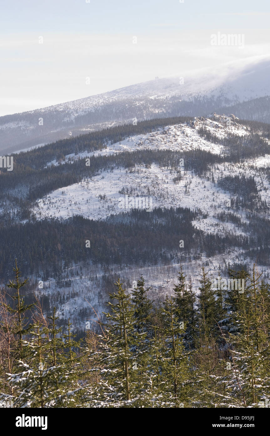 Winter landscape of Karkonosze Mountains, Poland Stock Photo