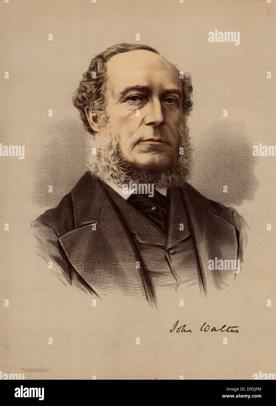 John Walter the Younger (1818-1894) English newspaper proprietor and politician. Chief proprietor of 'The Times', London. Introduced the Walter printing press in 1869. A Member of Parliament from 1845-1885.  From 'The Modern Portrait Gallery' (London, c1880). Stock Photo