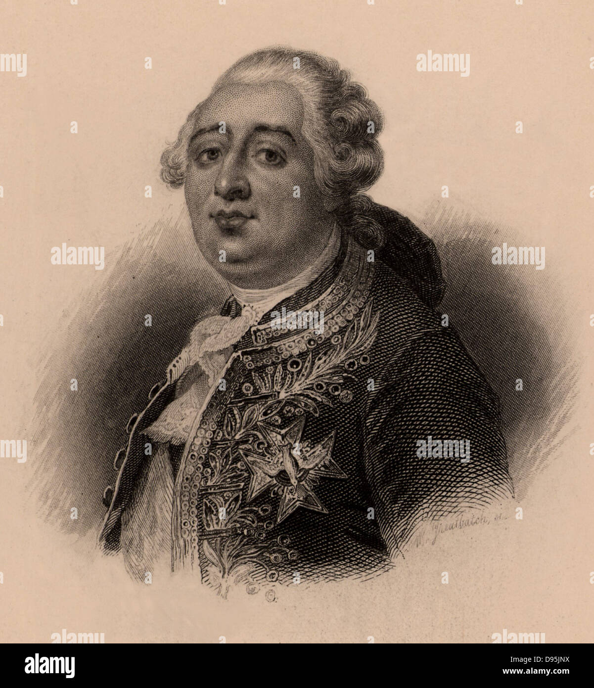 Louis XVI (1754-1793) king of France from 1774, brought to trial by the revolutionary National Convention, December 1792. Guillotined 21 January 1793.  French Revolution. Lithograph. Stock Photo