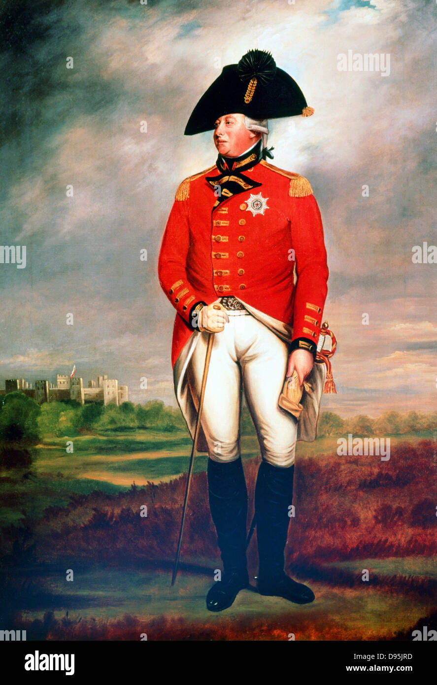 George III (1738-1820) King of Great Britain and Ireland from 1760. Full-length portrait in military uniform by William Beechey (1775-1839) Stock Photo