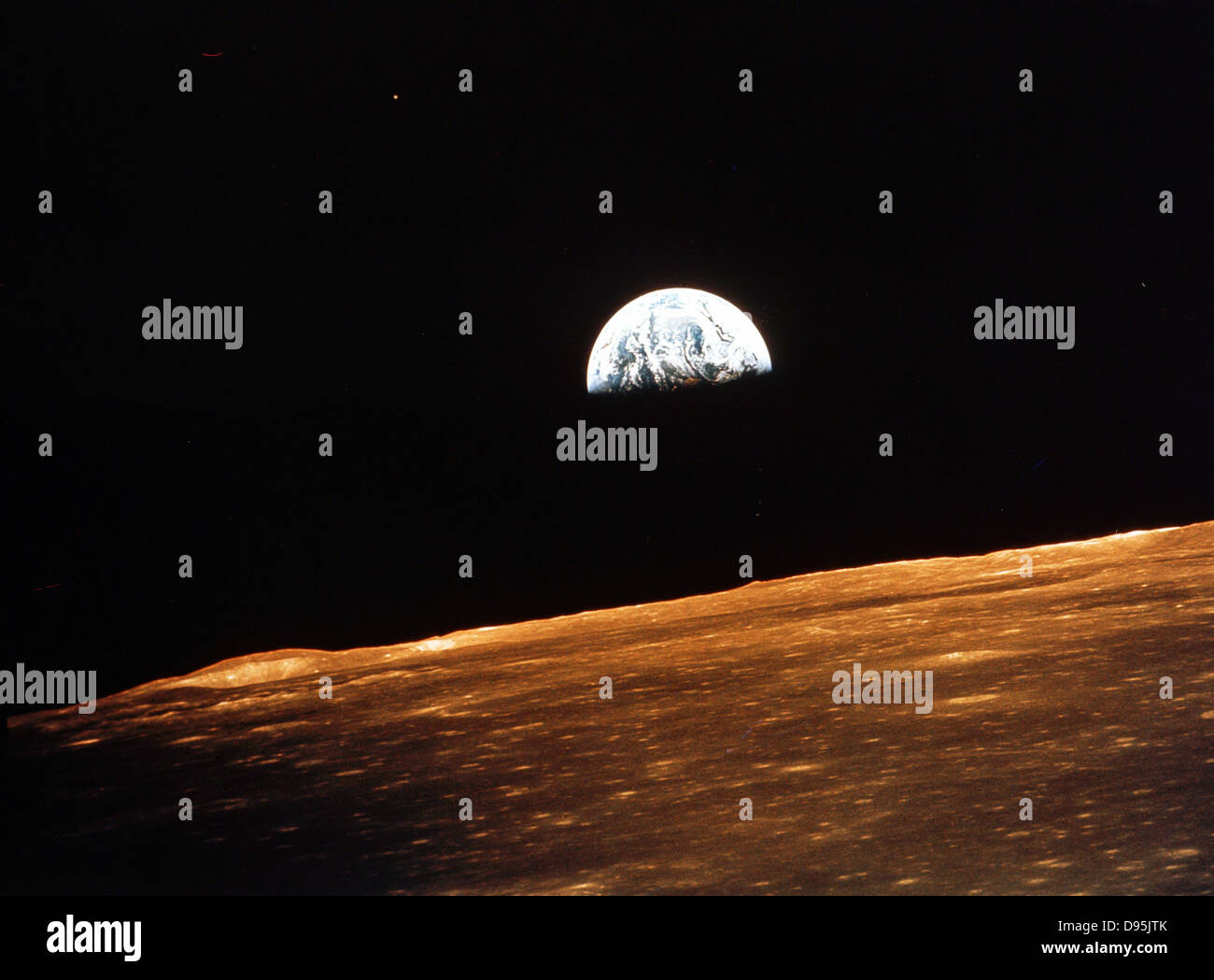 View of Earth from Apollo 10 from approximately 100,000 miles. Europe, Asia and parts of Africa visible with some cloud cover. NASA photograph. Stock Photo