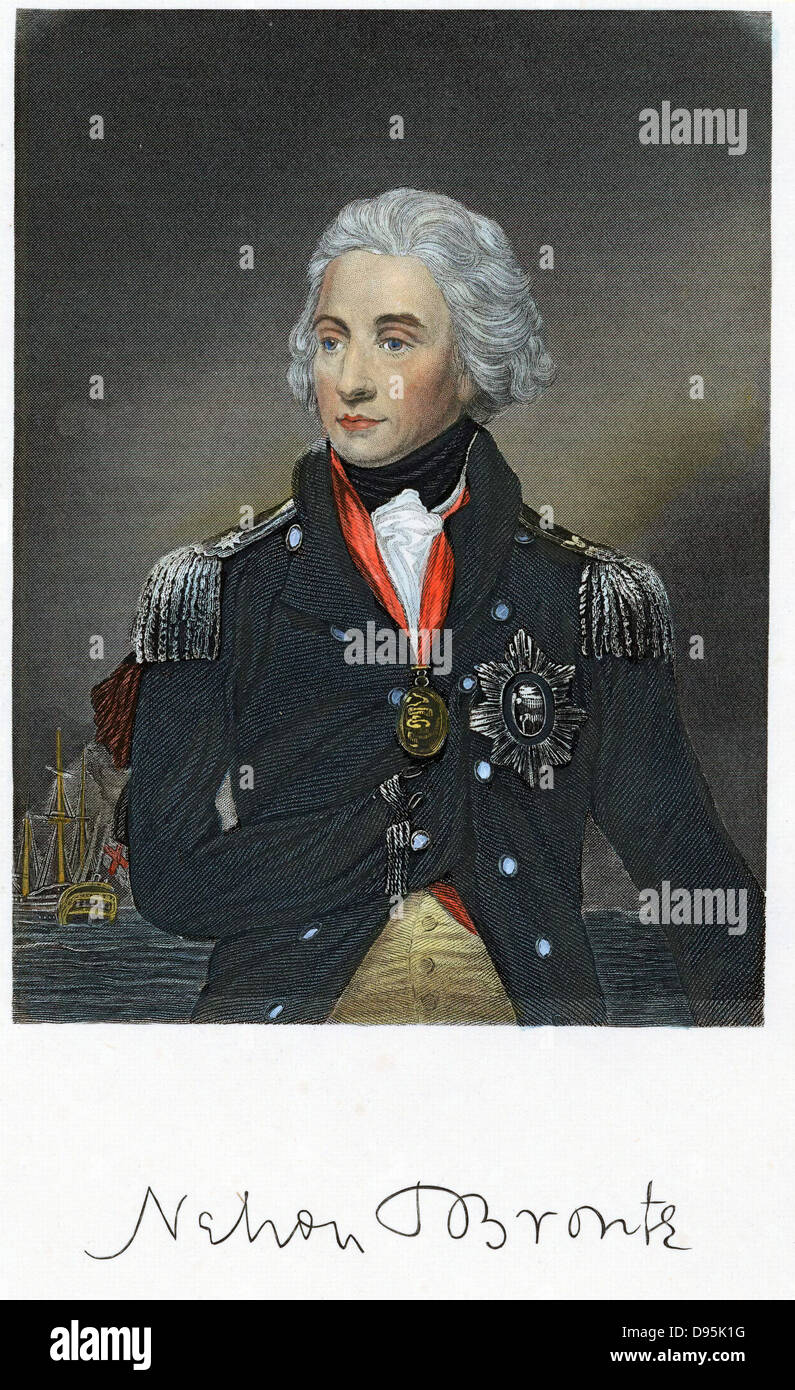 Horatio Nelson (1758-1805) English naval commander. Engraving after portrait by Abbot Stock Photo