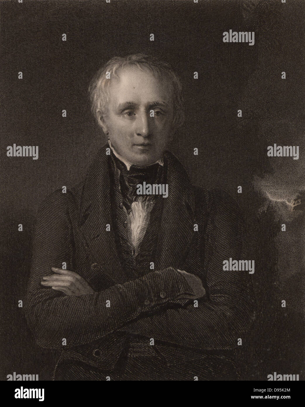 William Wordsworth (1770-1850) English poet born at Cockermouth, Cumbria. Succeeded Robert Southey as Poet Laureate in 1843. Engraving from 'National Portrait Gallery'  (London, 1833). Stock Photo