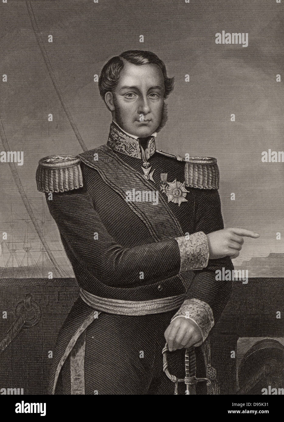Ferdinand Alphonse Hamelin (1796-1864) French admiral. During the Crimean (Russo-Turkish) War (1853-1856) he commanded the French fleet co-operating with British at the bombarding of Odessa (1854). Engraving. Stock Photo