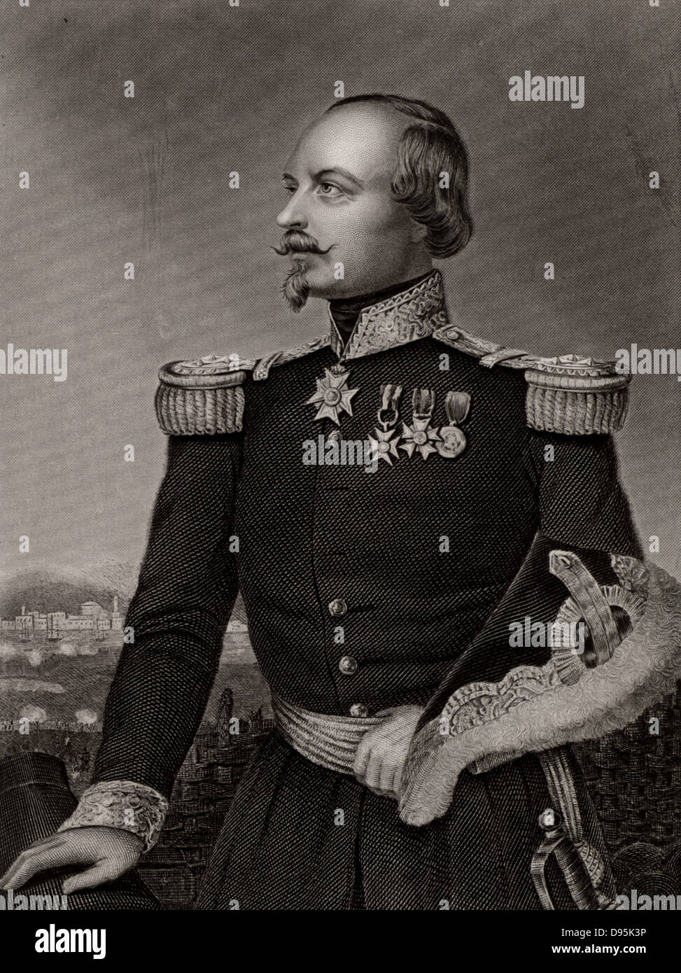 Francois Certain Canrobert (1809-1895) French soldier and Marshal of France. During the Crimean (Russo-Turkish) War (1853-1856)  he was twice wounded at the Battle of Alma. On the death of St Arnaud (1854) he assumed command of French forces and was again wounded at Inkerman leading a charge of Zouaves. Engraving. Stock Photo