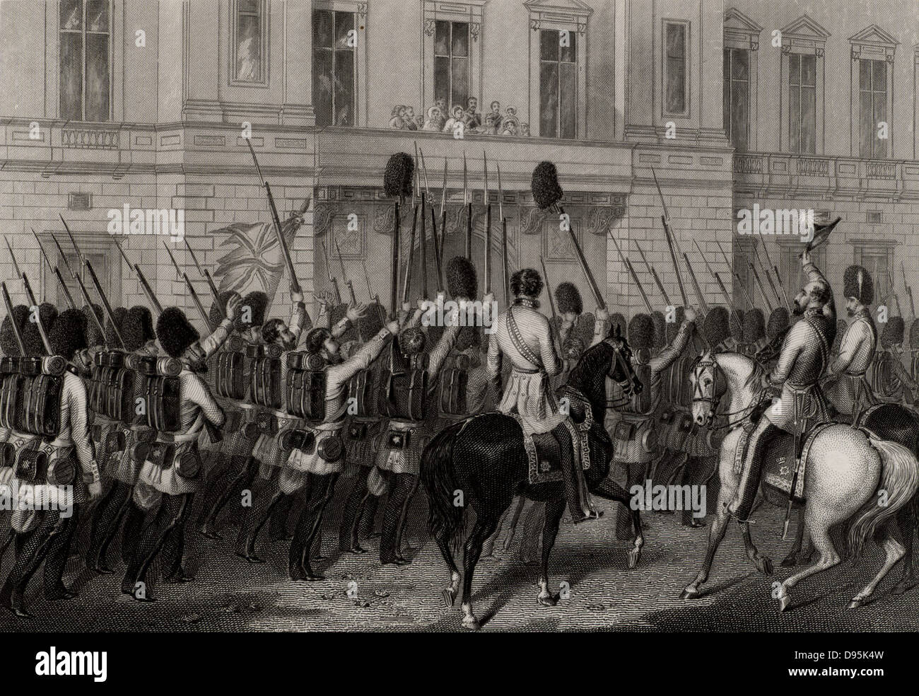 Queen victoria her family receiving the guards at buckingham palace hi