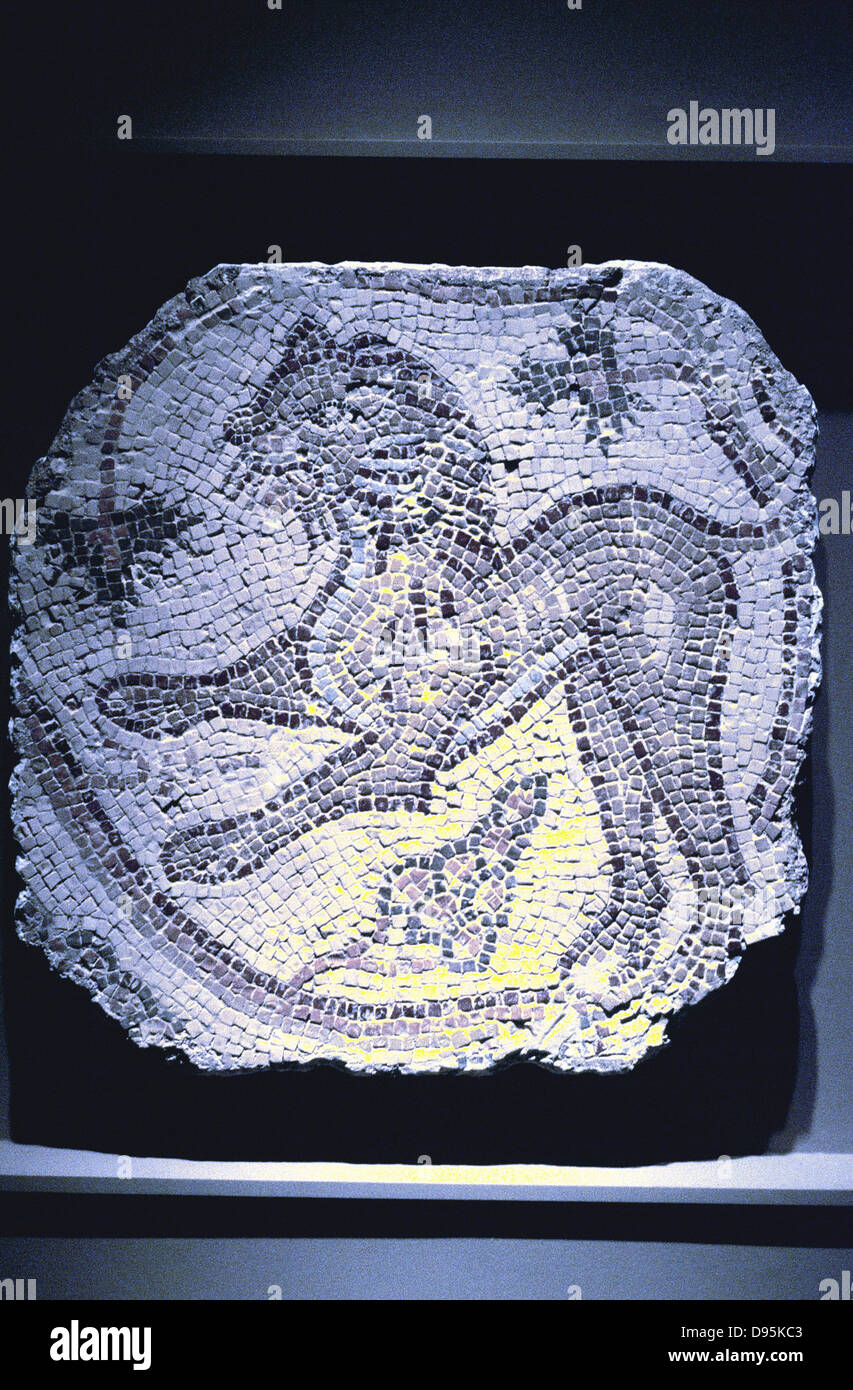 Roman mosaic of a lion Stock Photo