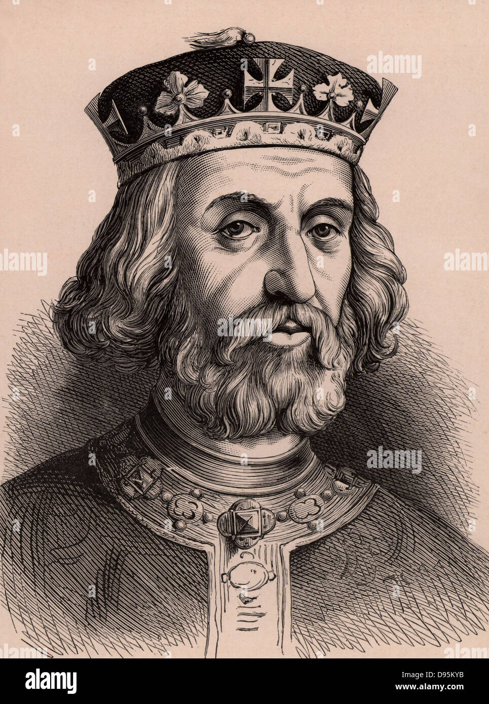 Henry III (1207-72) king of England from 1216; son of King John. A member of the Angevin dynasty.  Wood engraving c1900. Stock Photo