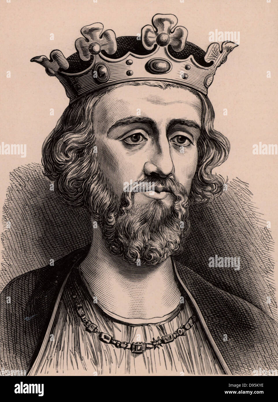 Edward II (1284-1327) king of England from 1307, son of Edward I and Eleanor of Castile. Created Prince of Wales in 1301. Forced to abdicate and murdered in Berkeley Castle in 1307. A member of the Plantagenet dynasty. Wood engraving c1900. Stock Photo
