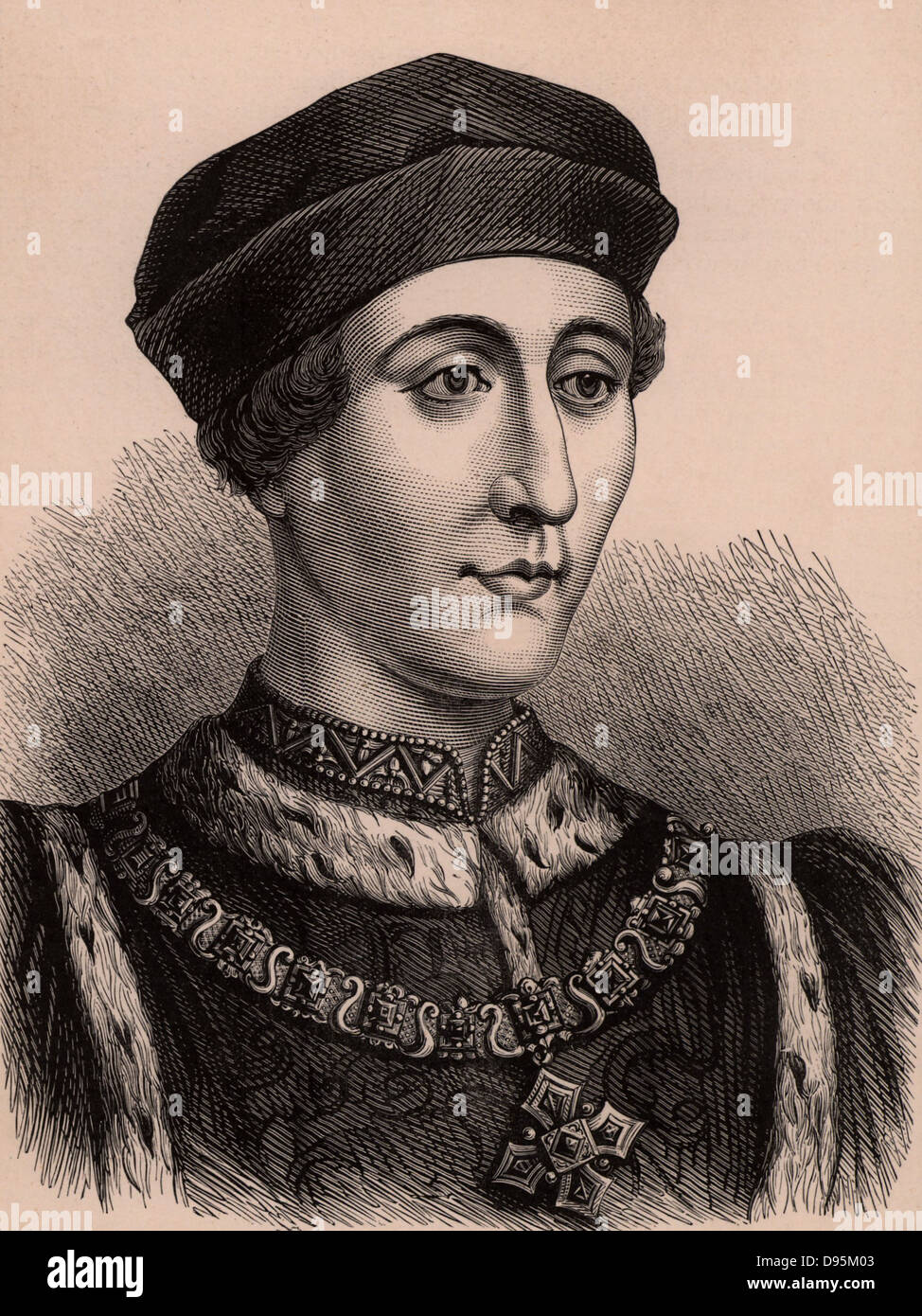 Henry VI (1421-71) king of England from 1422, only child of Henry V and Catherine of Valois. Last Plantagenet king of England his throne was usurped by Edward IV in 1461. Henry was murdered 21 May 1471. Wood engraving c1900. Stock Photo