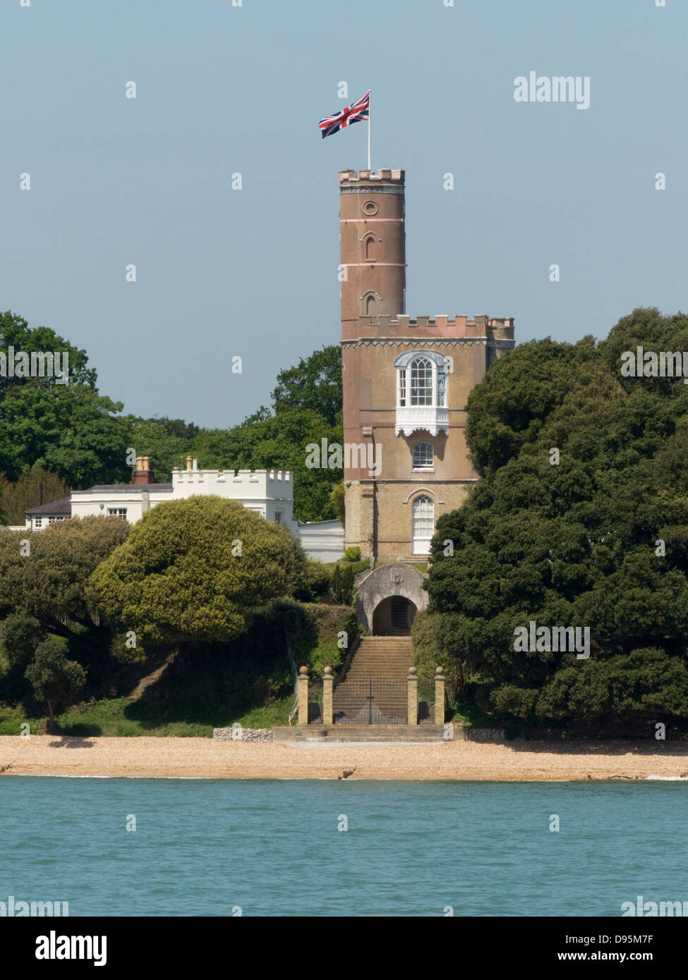 A Fine Georgian folly, Luttrell's Tower, Eaglehurst, Calshot, Hampshire UK Stock Photo