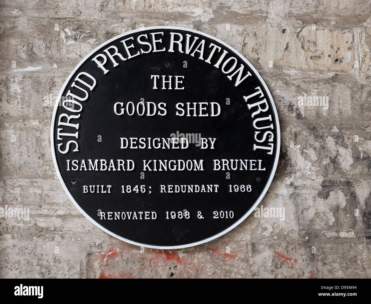 Stroud Preservation Trust Sign at Brunels Good Shed Stock Photo