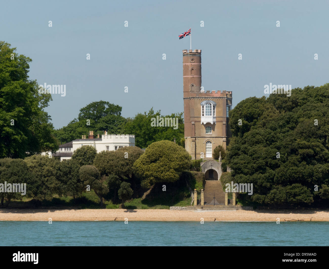 A Fine Georgian folly, Luttrell's Tower, Eaglehurst, Calshot, Hampshire UK Stock Photo