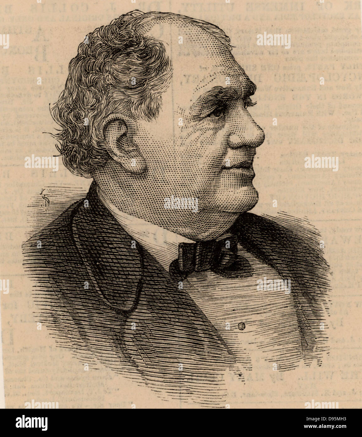 Phineas Taylor Barnum (1810-1891) American showman. Co-founder of the famous Barnum and Bailey circus.  Engraving, 1884.. Stock Photo