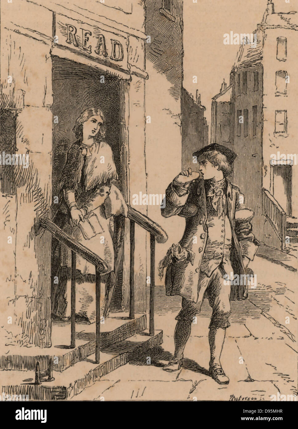 Benjamin Franklin (1706-1790) American printer, scientist and statesman. Franklin arriving in Philadelphia in 1723 and passing