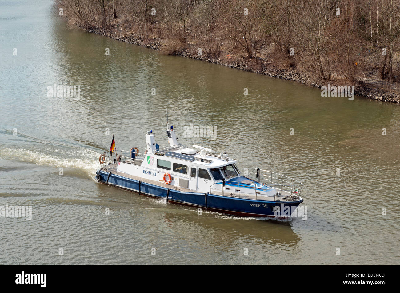 Police patrol boat, river Rhine, Dusseldorf Germany Stock Photo Alamy