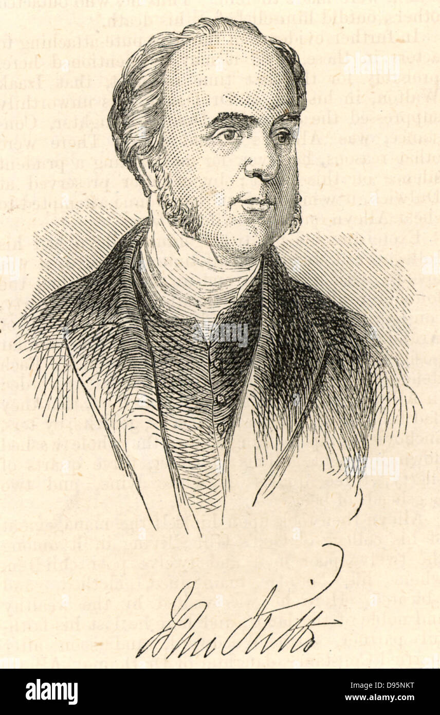 John Kitto (1805-1854) Cornish-born English author and missionary.  Became deaf in 1817. Produced the 'Pictorial Bible' (1838). Woodcut c1860. Stock Photo
