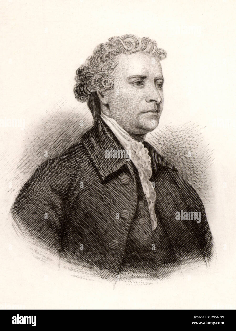 Edmund Burke (1729-97) Irish-born British Whig (Liberal) statesman and philosopher.  Engraving. Stock Photo