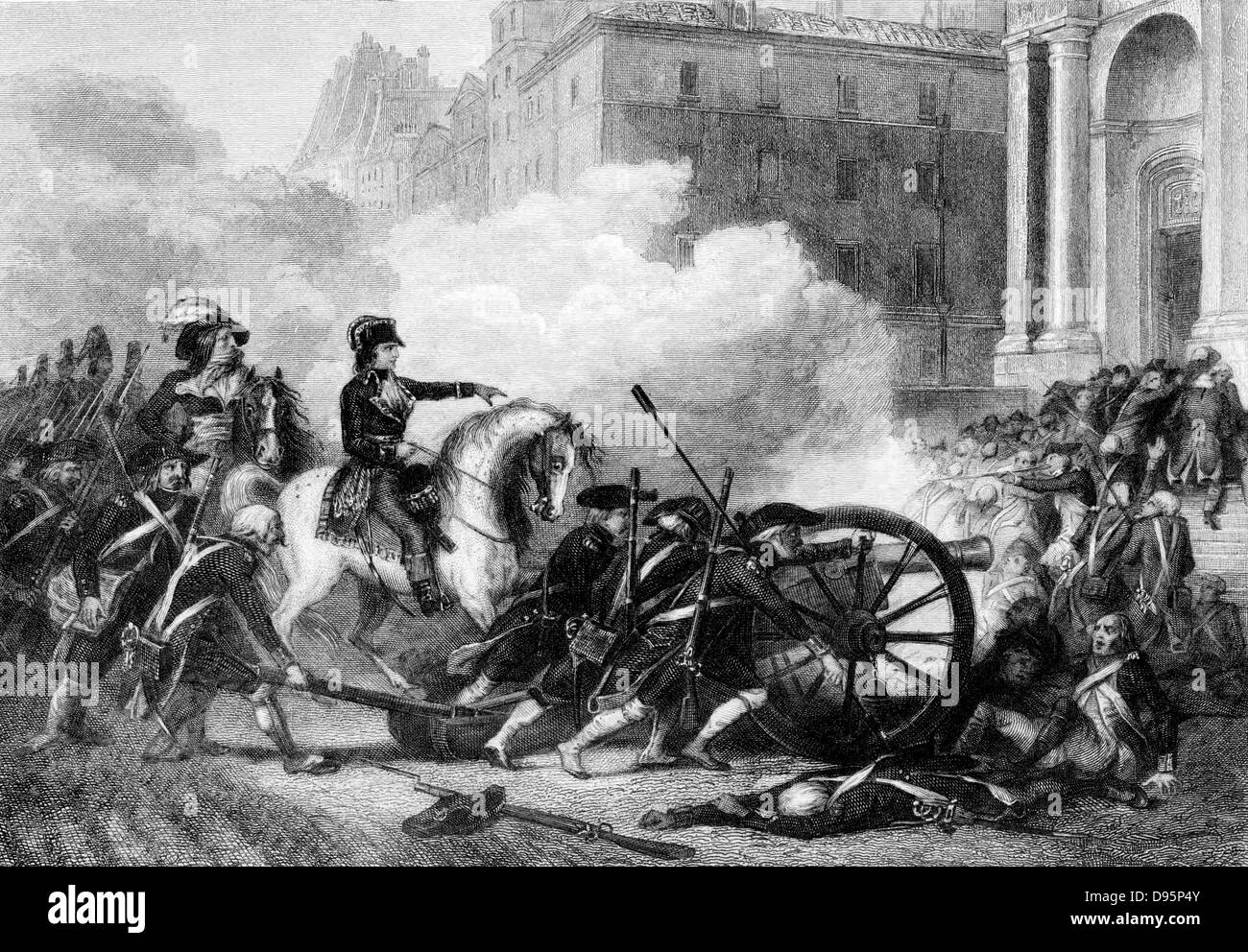 French Revolution 13th Vendemiaire 1765 (5 October). Napoleon helping to defeat counter-revolutionaries in Paris. Engraving.