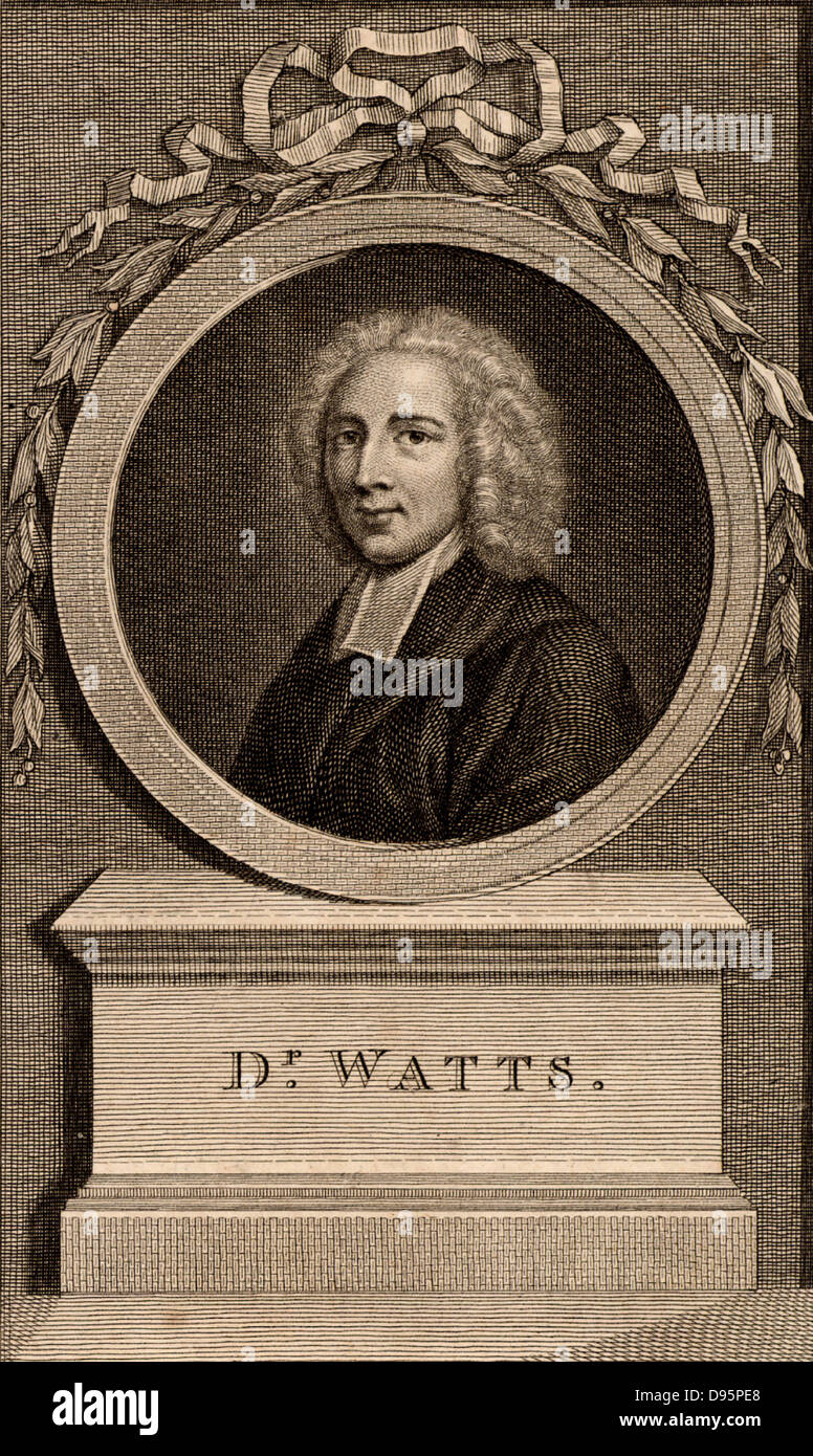 Isaac Watts (1674-1748) English hymn writer and non-conformist Christian minister, born at Southampton, Hampshire. 18th century engraving by Francesco Bartolozzi (1727-1815). Stock Photo