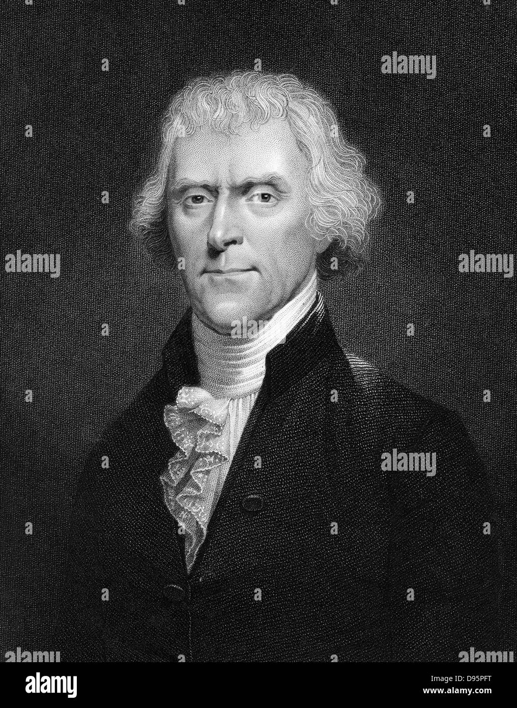 Thomas Jefferson (1743-1826) 3rd president of the USA. Engraving after portrait by Desnoyers Stock Photo