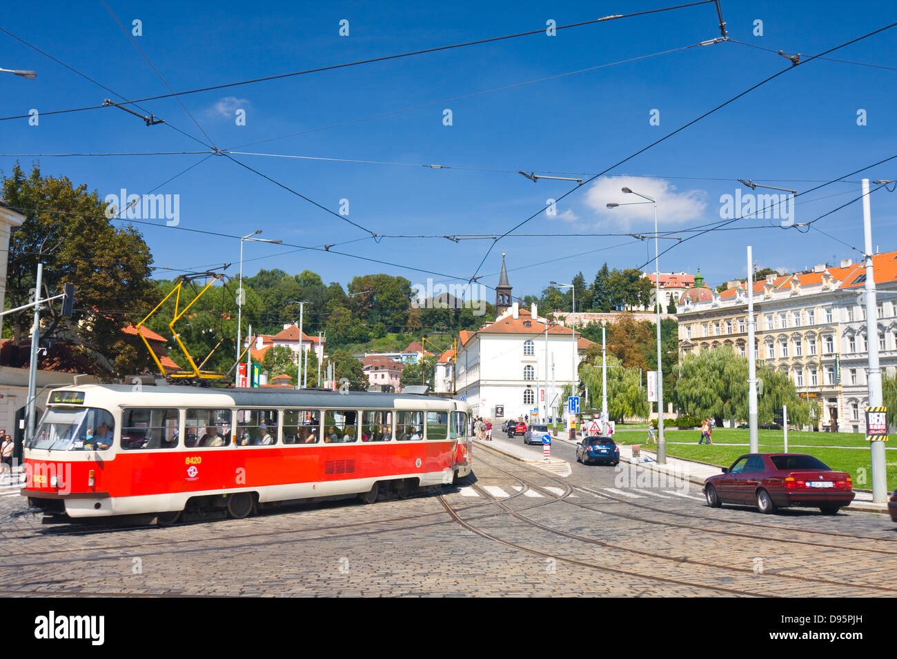 Tramway in old Prague Stock Photo Alamy