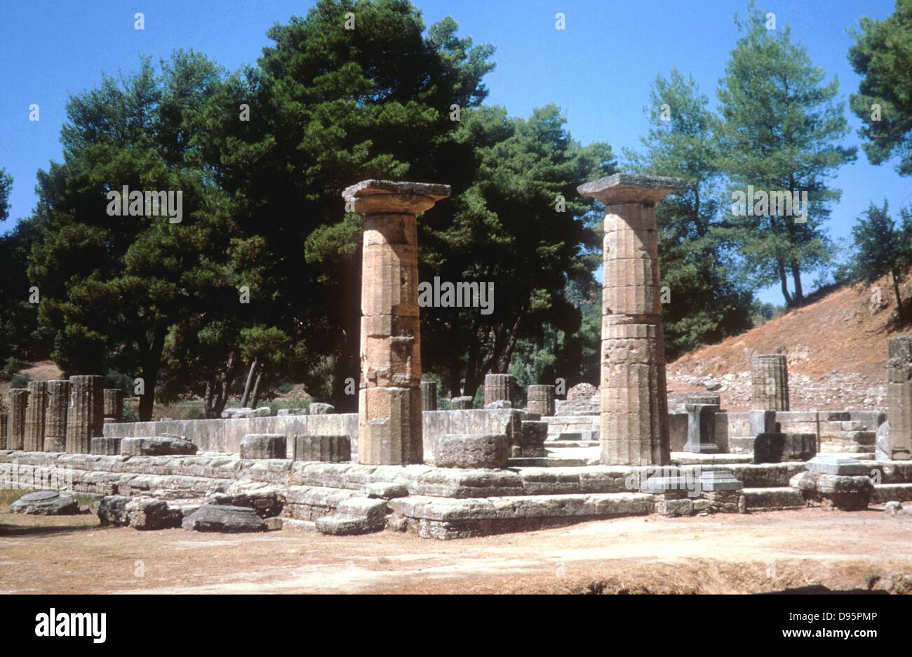 Olympia, Greece. Temple of Hera (Juno) 7-6th centuries BC. Photograph Stock Photo
