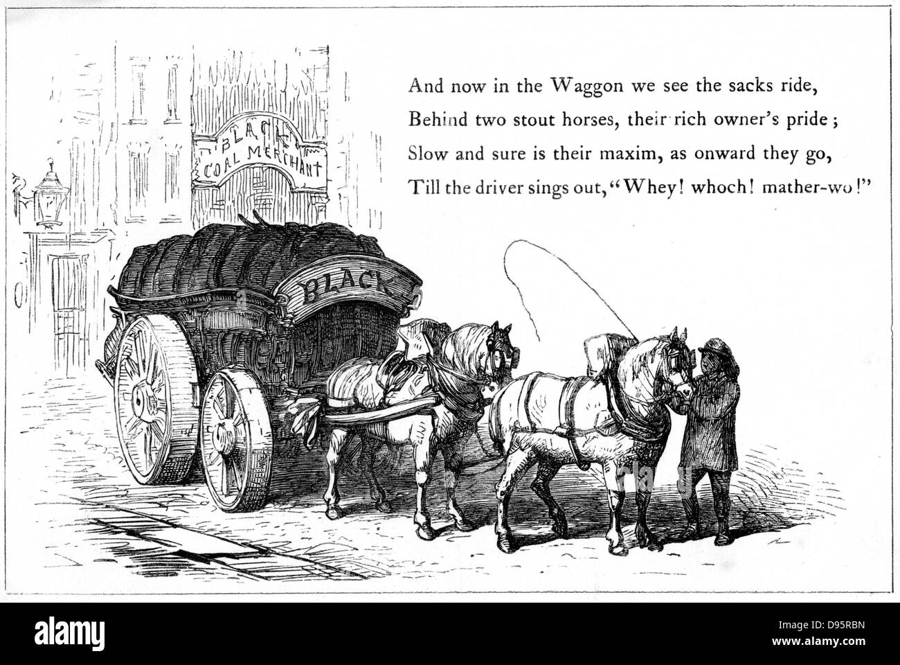 Delivering coal. The wagon has broad wheels to make its passage over bad roads smooth