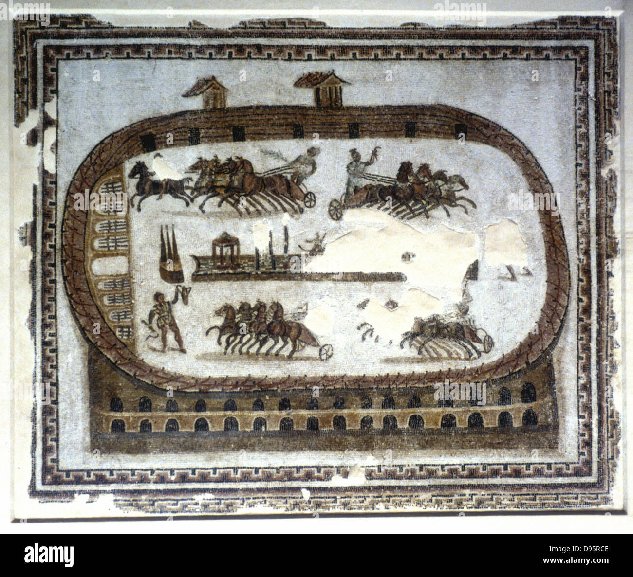 Roman mosaic, 2nd century AD. Games in the arena Chariot race. Bardo