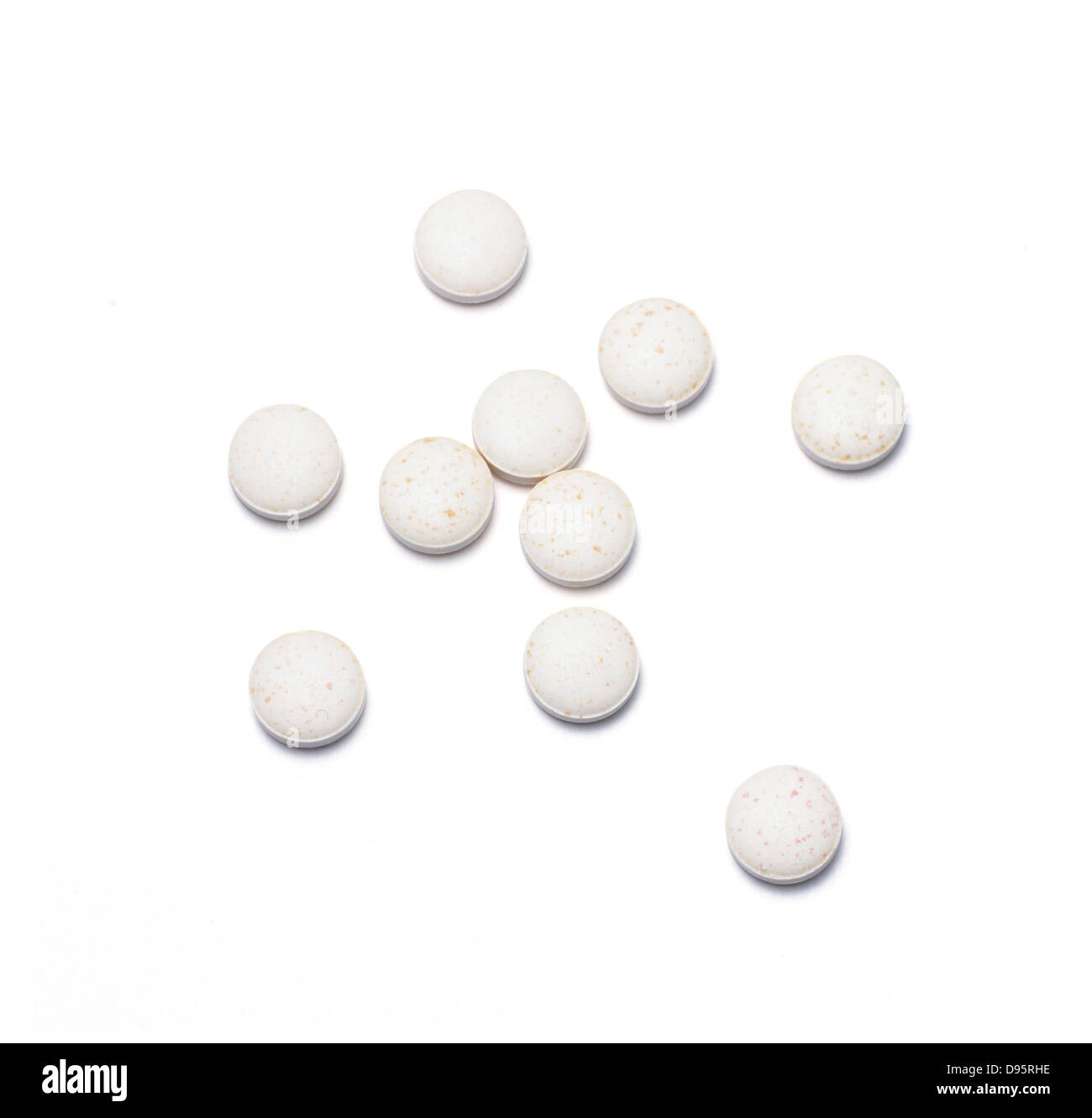 white tablets cut out onto a white background Stock Photo