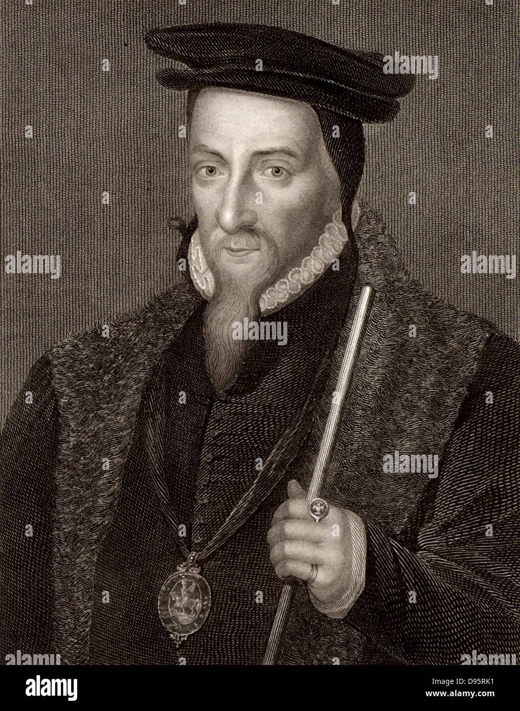 William Paulet, 1st Earl of Winchester (1485?-1572) English statesman. Engraving after portrait by Holbein. Stock Photo