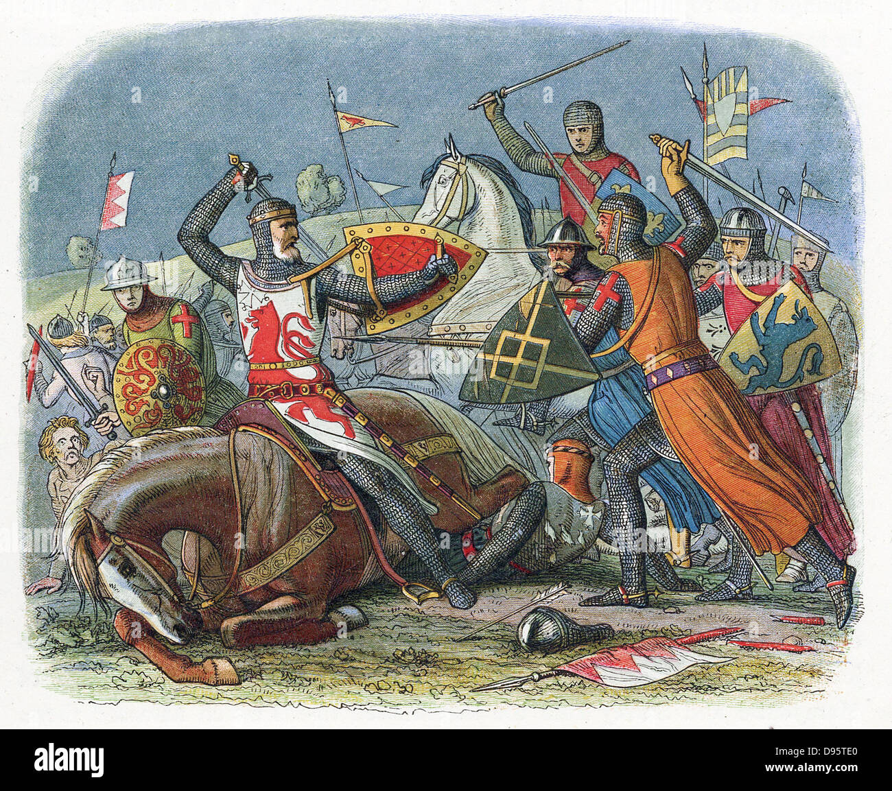 William I of Scotland, 'The Lion' (1143-1214) taken prisoner by the English at Alnwick, Northumberland 1174. Colour-printed wood engraving 1864 Stock Photo