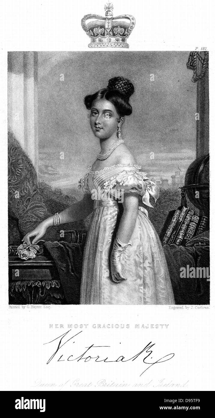 Victoria (1819-1901) Queen of Great Britain and Ireland from 1838. Victoria c1838. Engraving. Stock Photo