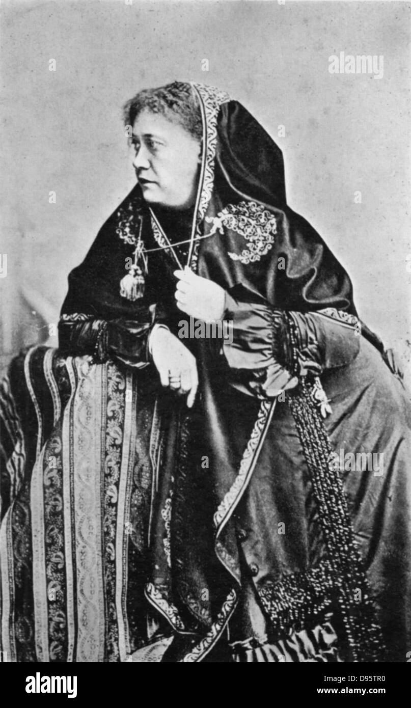 Helena Petrovna Blavatsky (born Hahn) 1831-1891. Russian-born American theosophist, photographed at Ithaca, NY 1875, the year she co-founded the Theosophical Society with Henry Olcott. Stock Photo