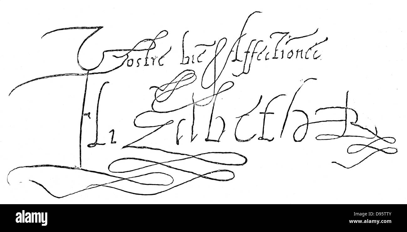 Elizabeth I (1533-1603) Queen of England and Ireland from 1558. Signature. Stock Photo