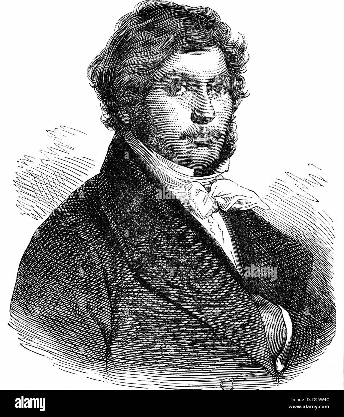 Jean Francois Champollion (1790-1832) French historian, linguist and Egyptologist. Engraving. Stock Photo