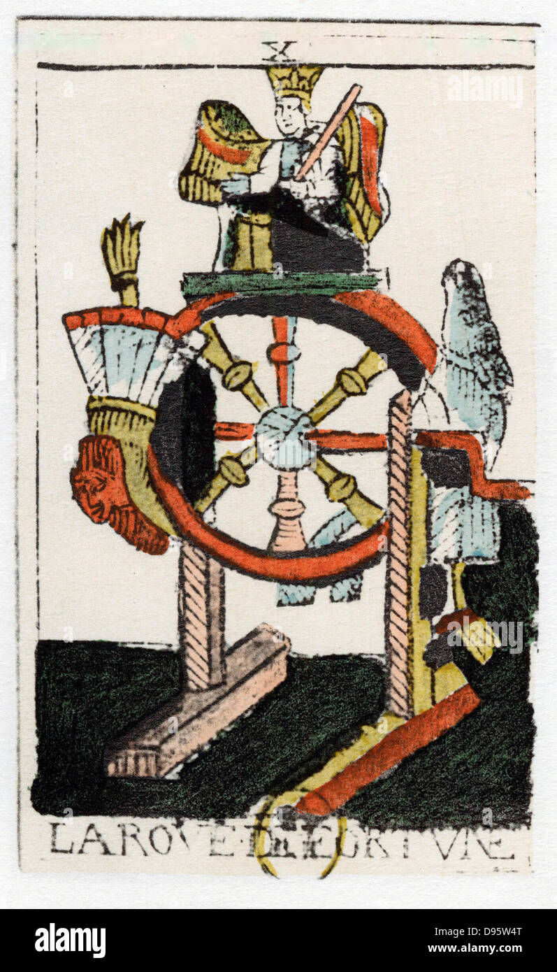 Tarot card. The Juggler or Mountebank. Parisian Tarot 1500. Tarot pack of 22 cards was used in fortune telling. Stock Photo