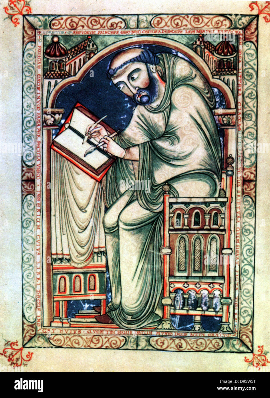 Eadwine the Scribe. From Psalter written at Christ Church, Canterbury about middle of 12th century by Eadwine, a monk of the house. Stock Photo