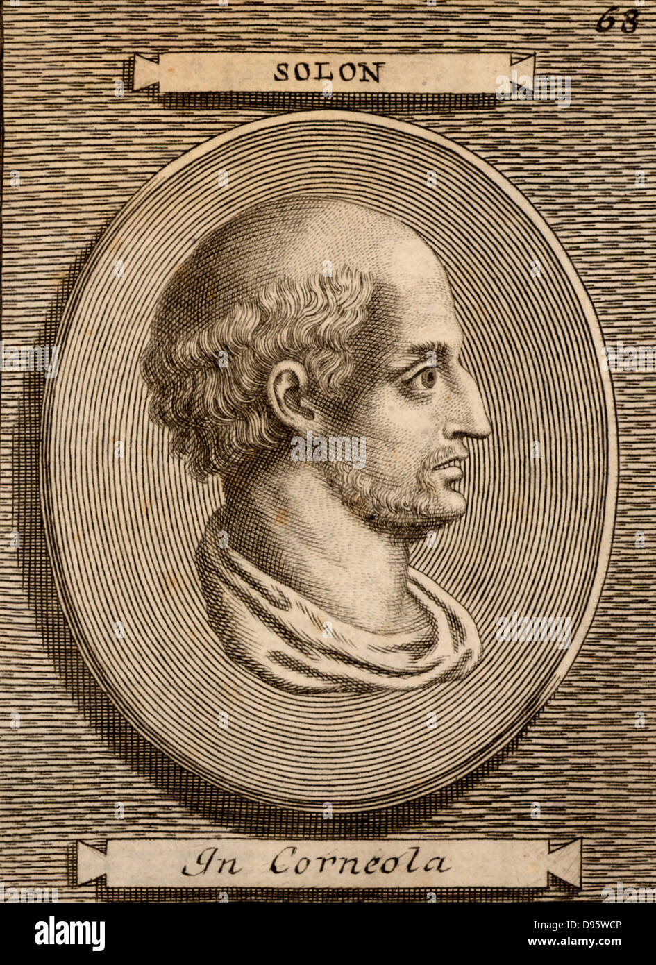 Solon (c640-559 BC) Greek lawyer, poet and merchant. Engraving from a likeness engraved on a gem. Stock Photo