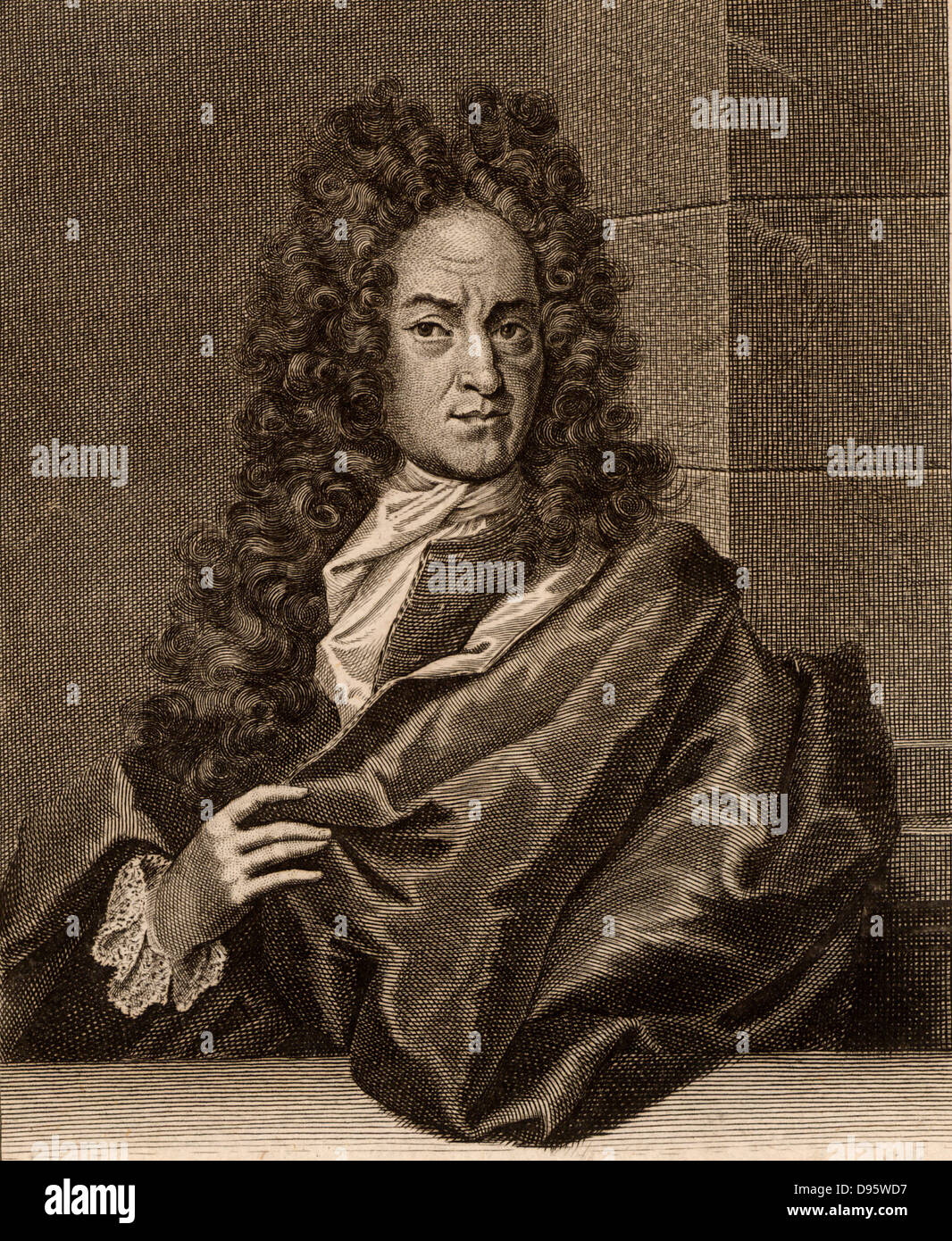 Georg Ernst Stahl (1660-1734) German chemist and medical theorist.  Proposed the phlogiston theory of combustion.  Engraving from his 'Opusculum Chymico-physico-medicum' (1715). Stock Photo