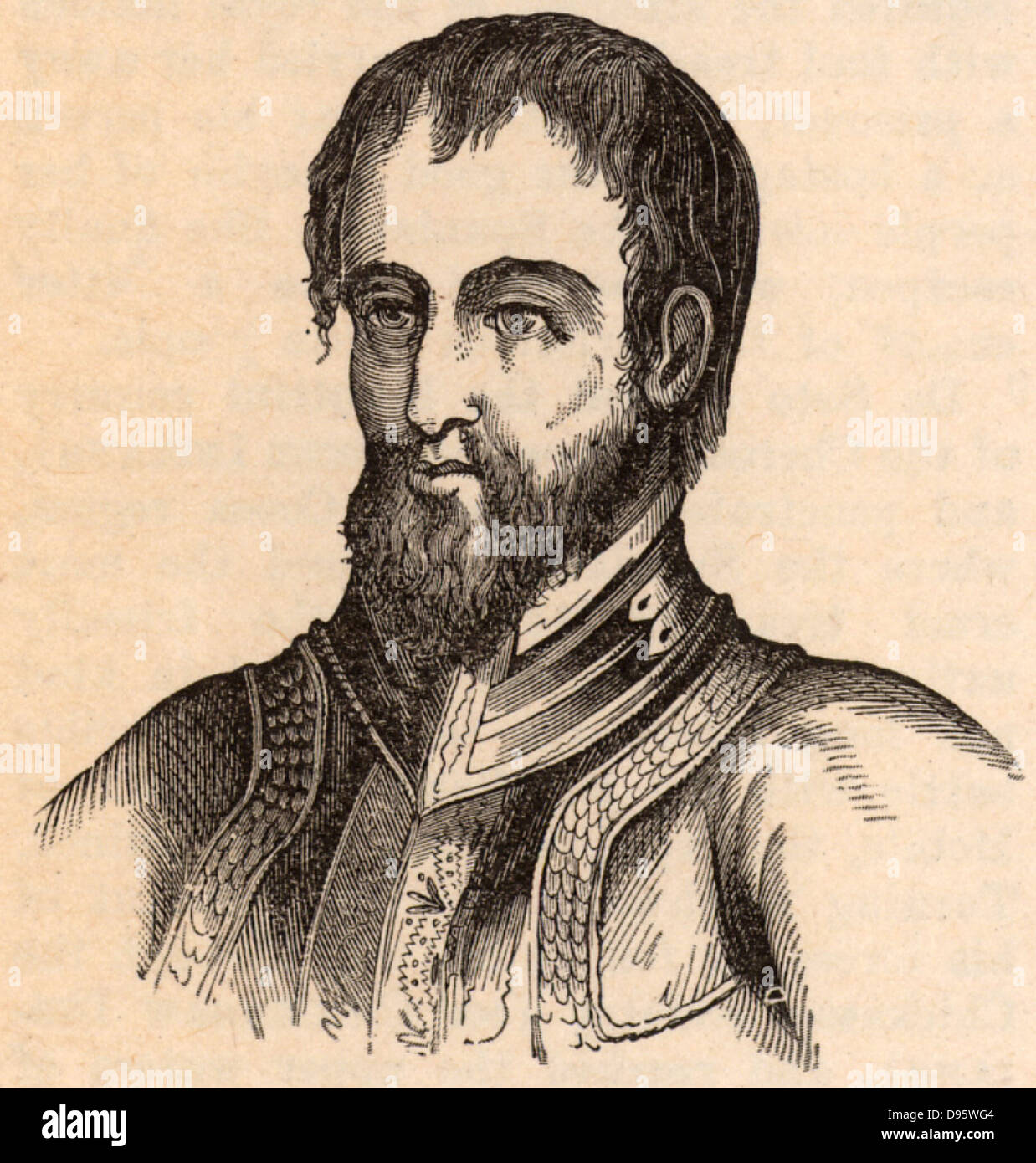 Fernando de Soto (c1496-1542) Spanish explorer and conquistador born at Xeres (Jerez) de los Caballeros, Estramadura, Spain. A member of the Spanish expedition to Darien (1518-1520), served in Nicaragua (1527) and assisted Pizzaro in the conquest of Peru. Stock Photo