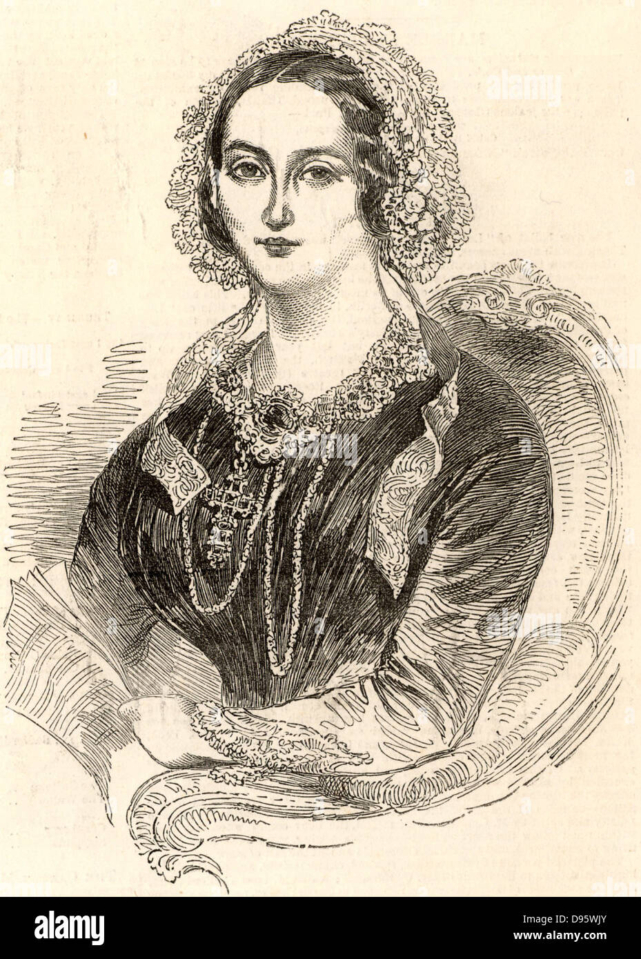 Henriette Sontag (1806-1854) celebrated German soprano, born at Koblenz.   Engraving of Madame Sontag published in  'The Illustrated London News' (London, 7 July 1849) when she appeared at Her Majesty's Theatre, London, in the title role of 'Linda di Chamonix' the opera by Donizetti. Stock Photo