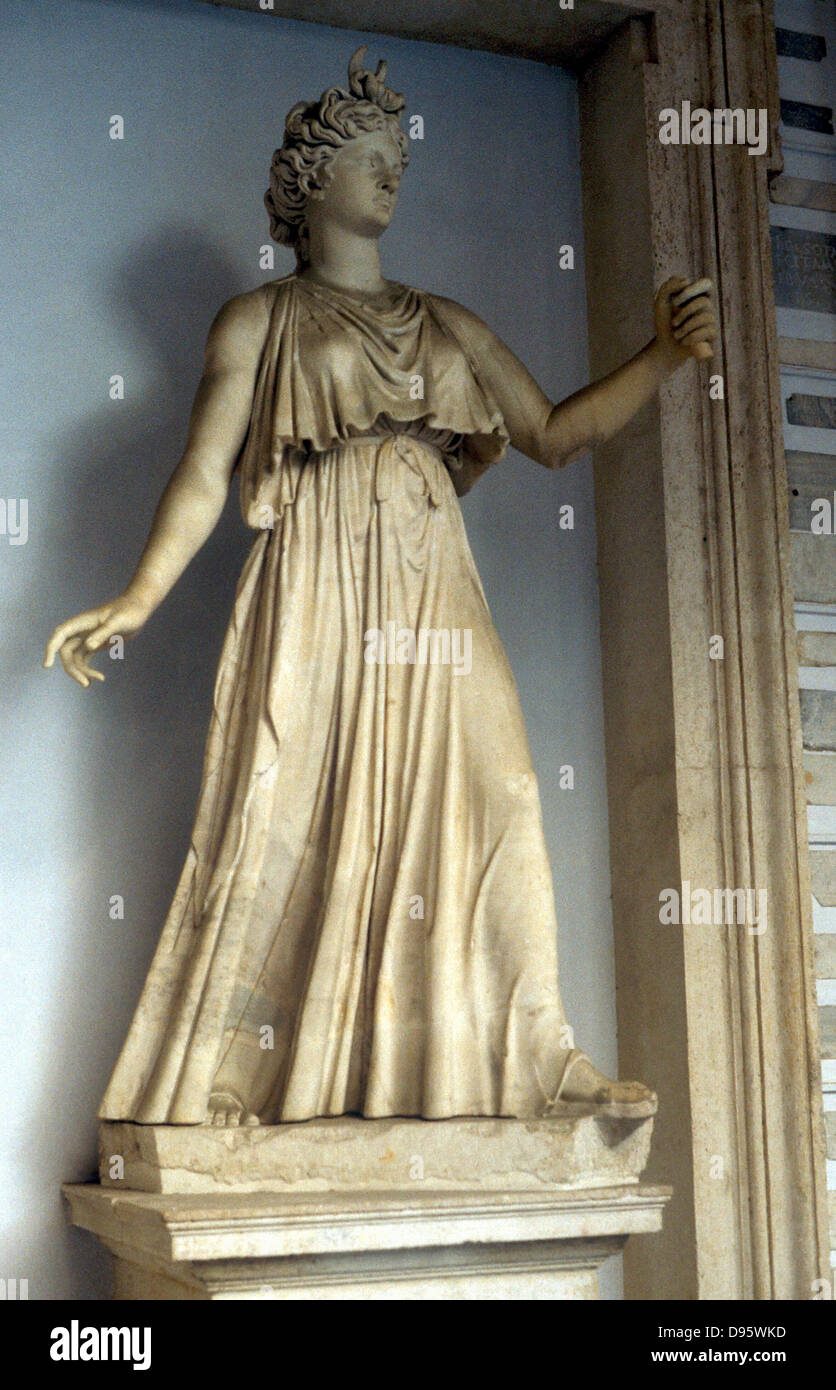 Juno (Hera) wife and sister of Jupiter, Queen of Heaven. Protected women and marriage. Marble statue. Stock Photo